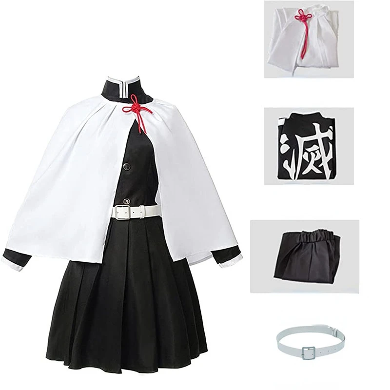 Adult Kids Anime Demon Slayer Kimetsu No Yaiba Woman Kimono Tsuyuri Kanao Cosplay Costume Butterfly Headdress