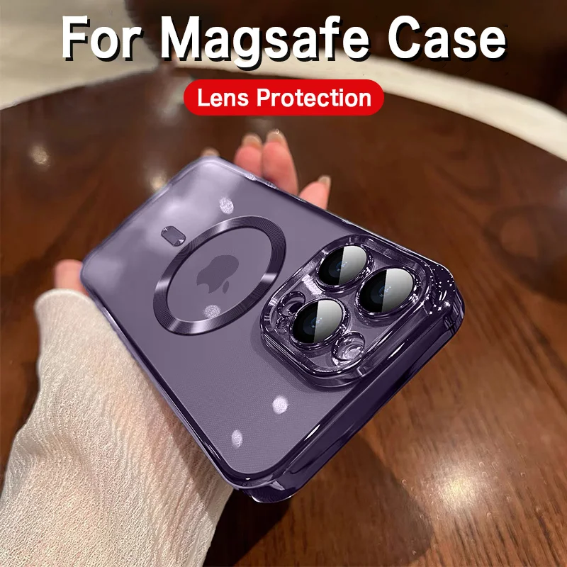 

Luxury Magnetic Plating Clear For Magsafe Wireless Charging Phone Case For iPhone 14 13 12 11 Pro MAX Plus Silicone Soft Cover
