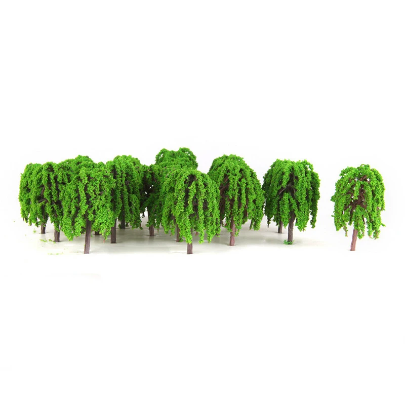 

25pcs Green Plastic + Resin 3D Landscape Decoration Model Willow Trees Layout Train Railway 5.5cm Garden Parts Tools 2023 New