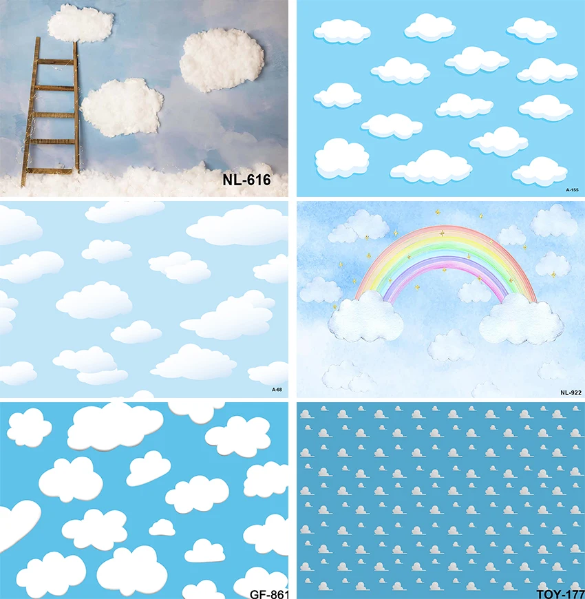 

White Cloud Backdrop Photography Blue Starry Sky Cake Smash Newborn Baby Shower Photo Studio Background Birthday Party Photocall
