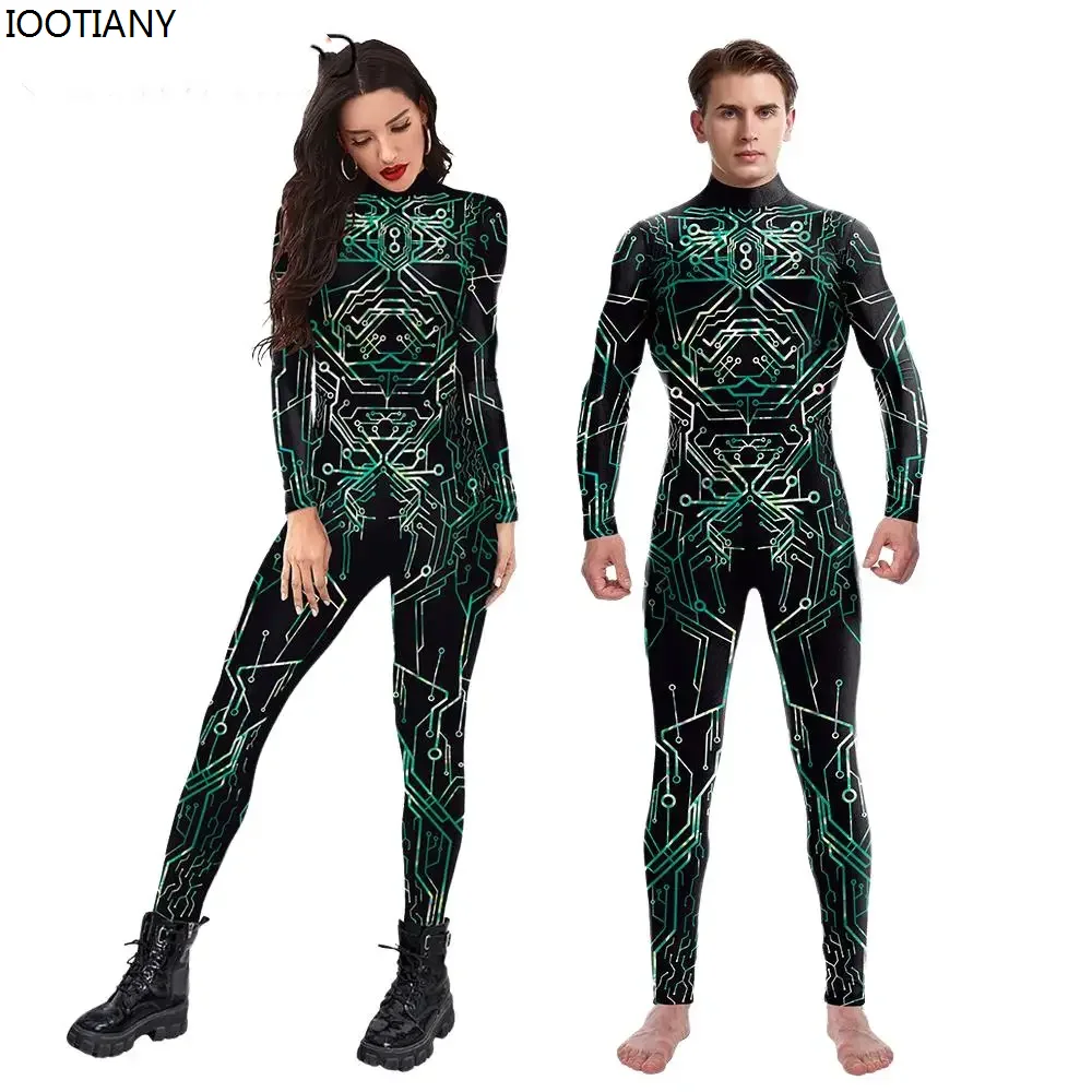 2024 боди унисекс в стиле зентай для взрослых нарядный робот на Хэллоуин 3d панк с