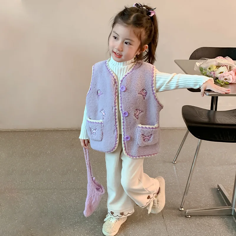 Жилет Sanrios для девочек Kuromi детский осенне-зимний мультяшный аниме-фигурка Kawaii