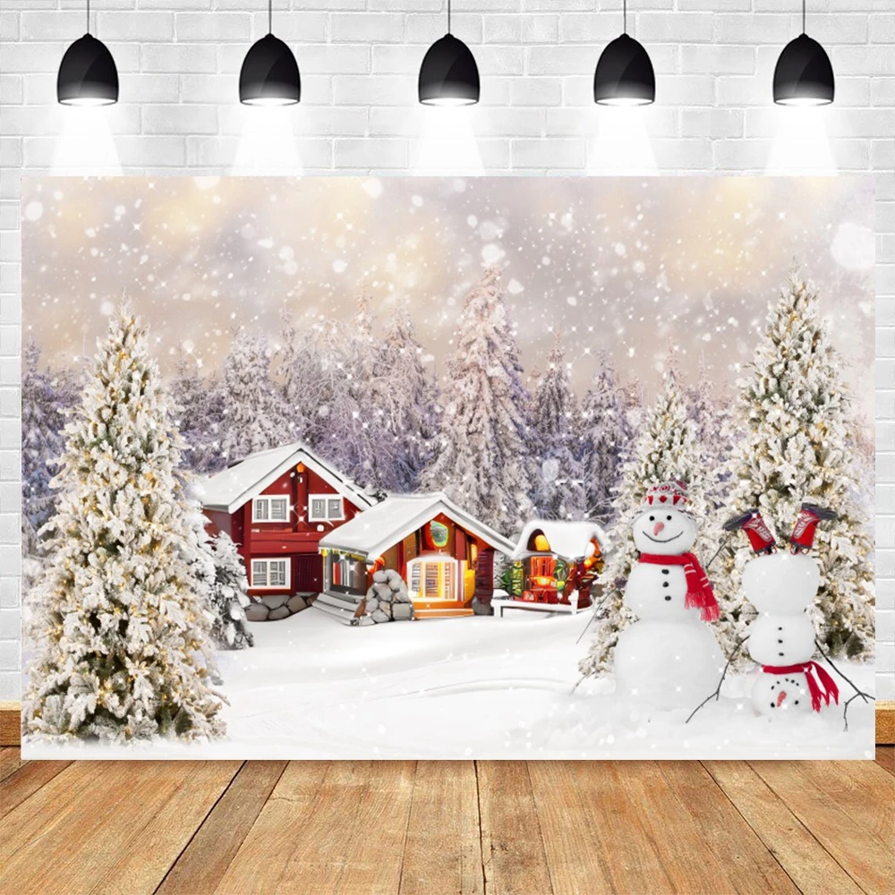 Зимний фон для детской фотосъемки с изображением заснеженной ночи леса