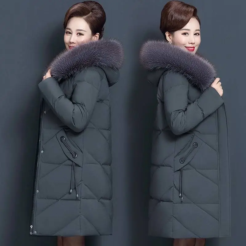

2023 New Winter Jacket Women Parkas Fur Collar Hooded Overcoat Femme Warm Thick Cotton Padded Parka Women Coat Outwear K42