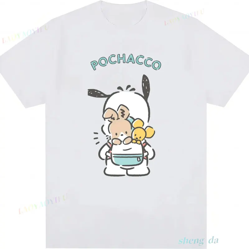 Популярные рубашки с героями мультфильмов аниме футболка Pochacco топ Harajuku Y2k