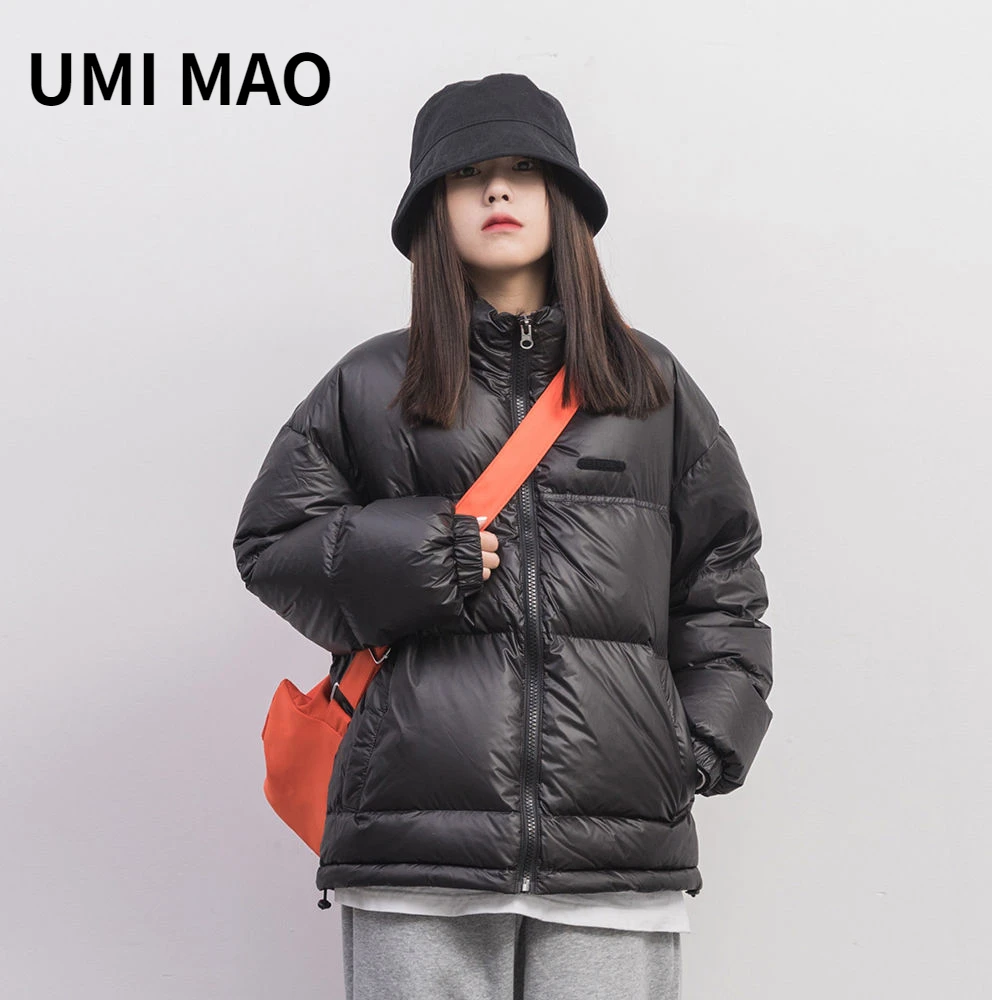 

Легкий пуховик UMI MAO, женское короткое блестящее зимнее пальто с воротником-стойкой, модное женское повседневное мягкое пальто для женщин