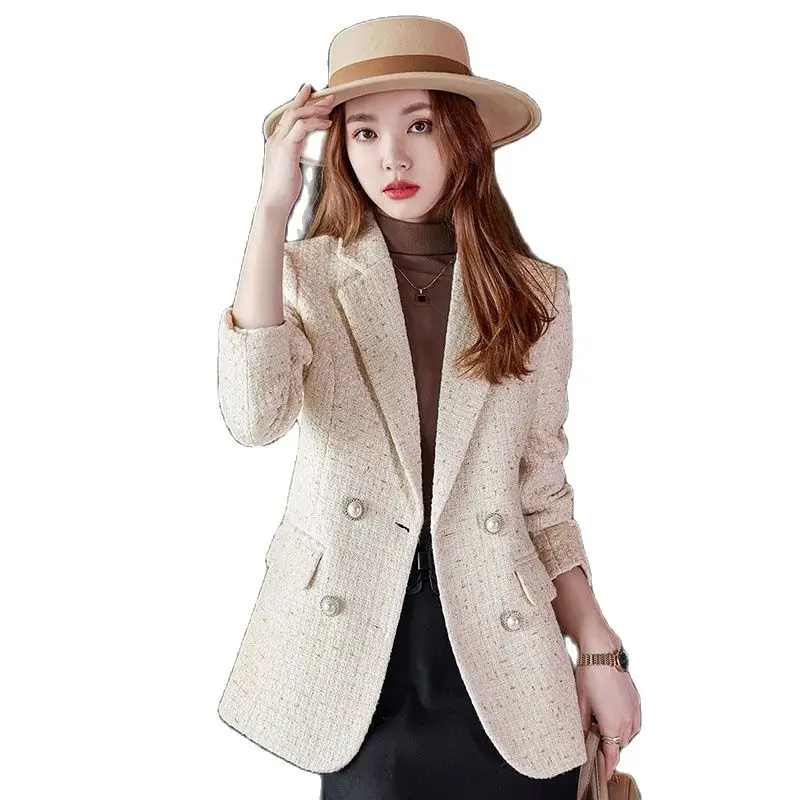 French Small Fragrant Tweed Suit Jacket Women's 2023 Spring And Autumn Clothes New Ladies' High Sense Goddess Fan Small SuitLady