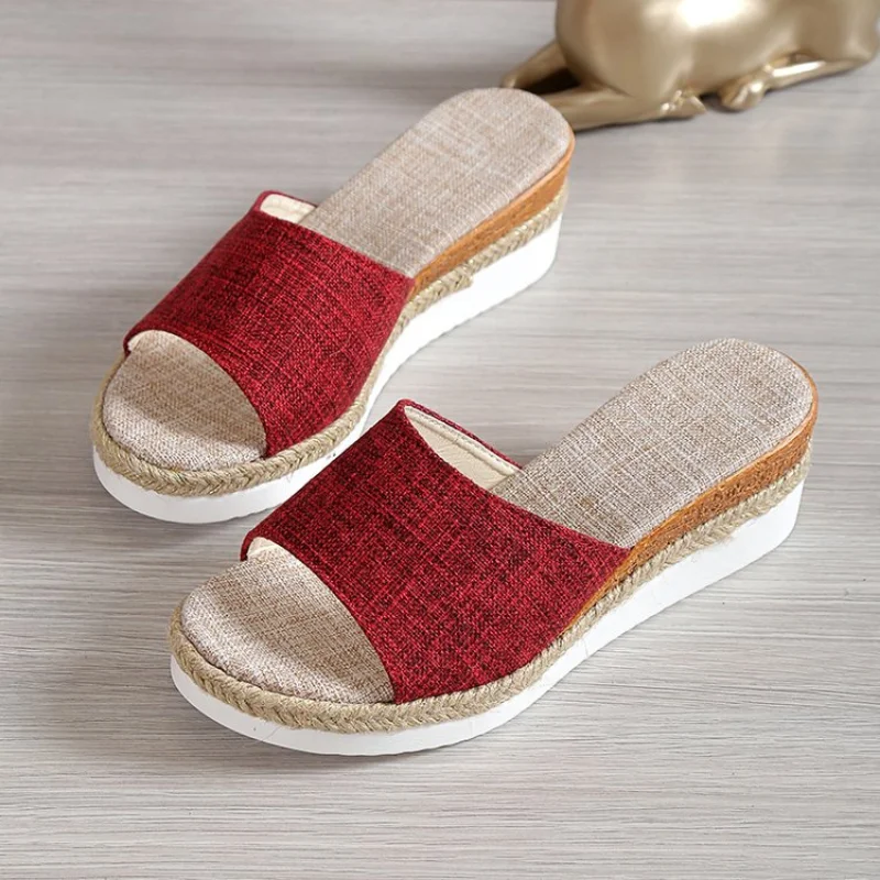 

Women's Sandals Elegant Thick Sole Slope HeelWomen's Shoes Wedge Sandals Summer Open Toe Platform Sandals Women's Slippers Large
