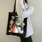 Модные холщовые сумки для покупок Genshin Impact, женская готическая сумка через плечо в стиле панк, японская вместительная винтажная сумка в стиле Харадзюку Y2k