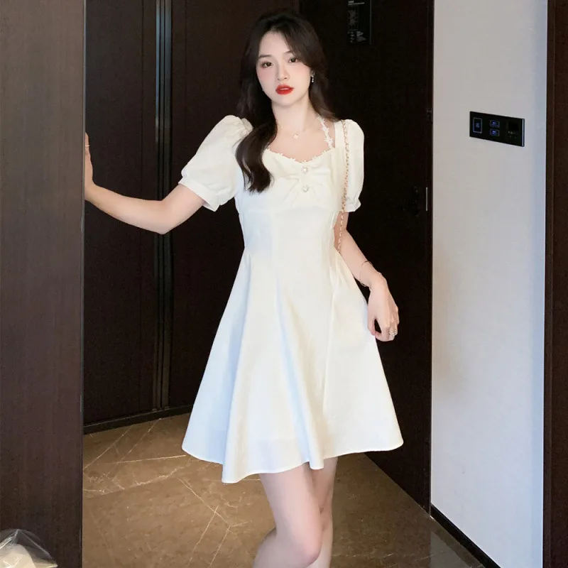 

French Little Fragrance Age reducing Slim High grade Sweet Girl Holiday chic halter dress Summer