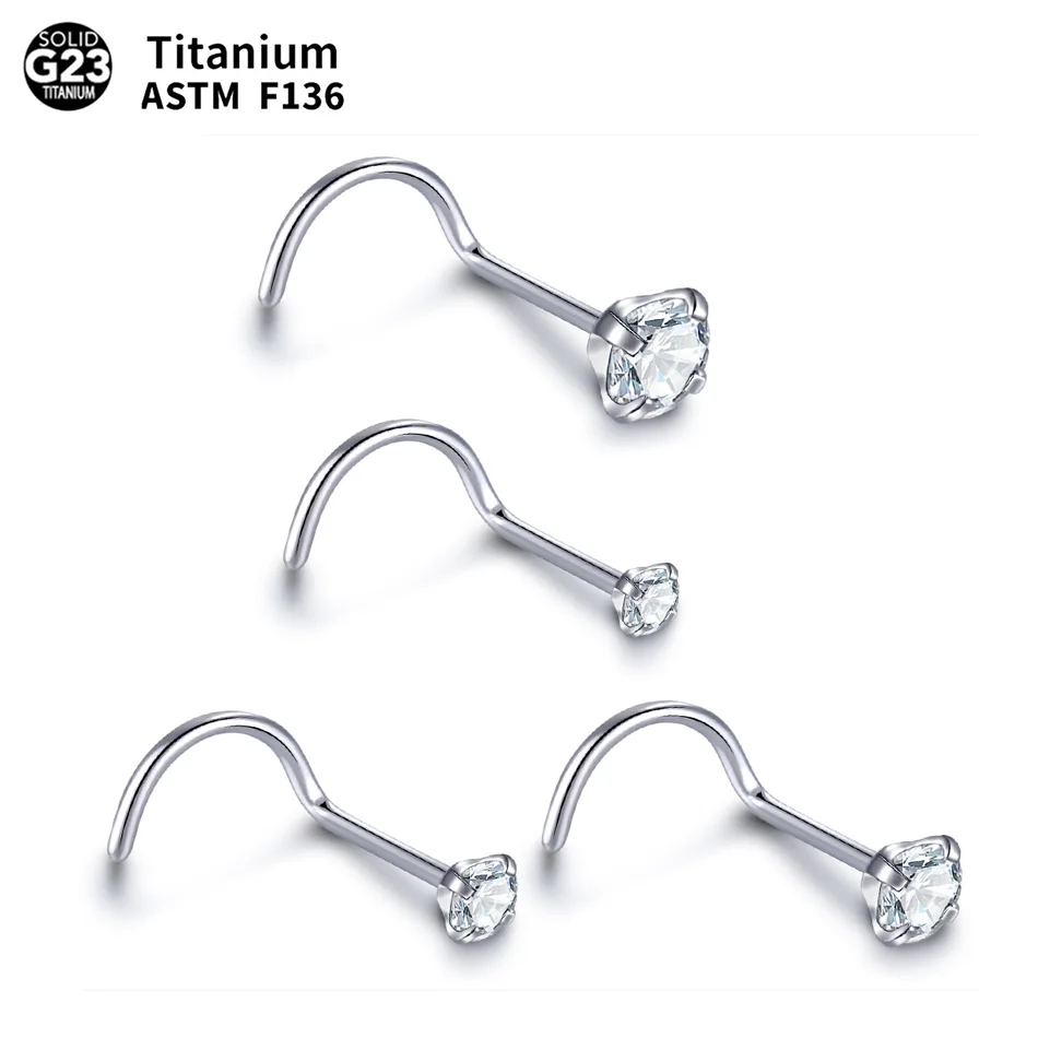 

10pcs Titanium Zircon Bone Nose Stud Piercing Jewelry for Women Cubic Zirconia Nostril Piercings Nose Screw Sexy Body Jewelry