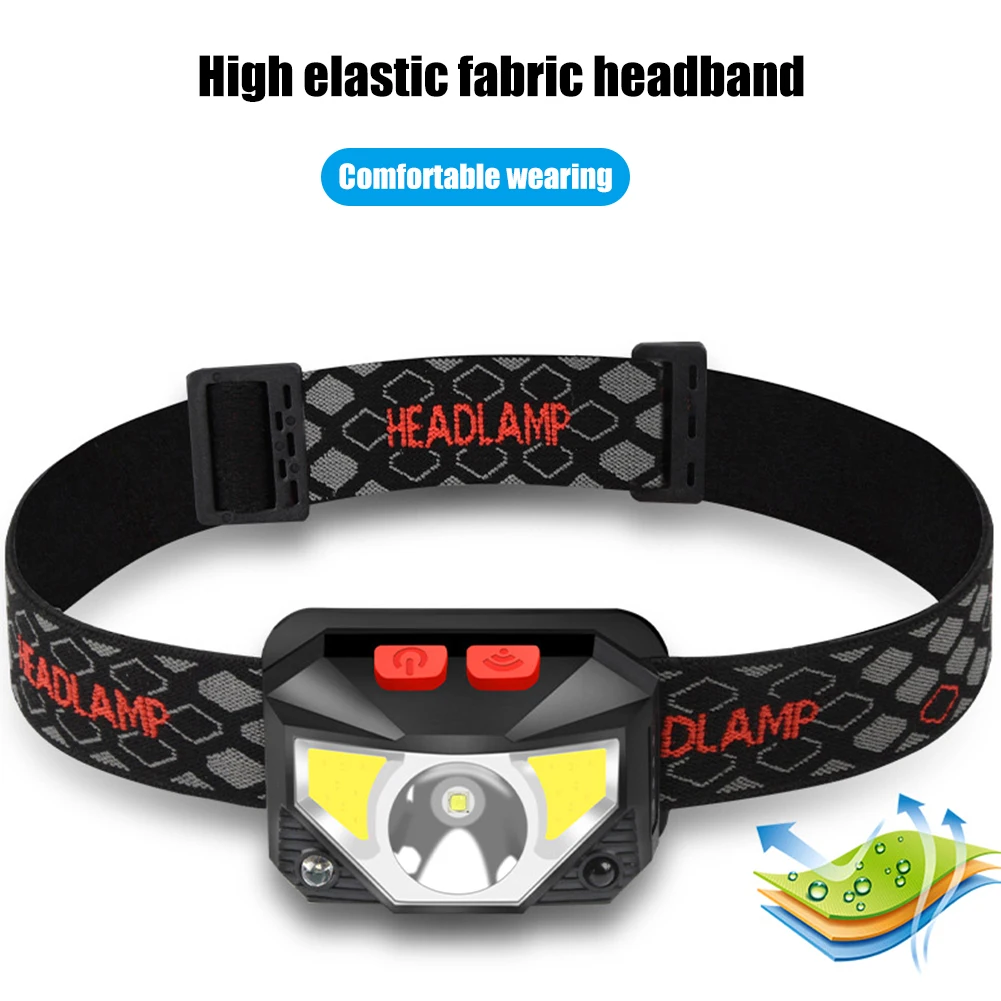 

XPG+COB LED Headlamp USB Rechargeable Wave Induction Headlight Waterproof Outdoor Camping Hiking Safety Work lighting Flashlight