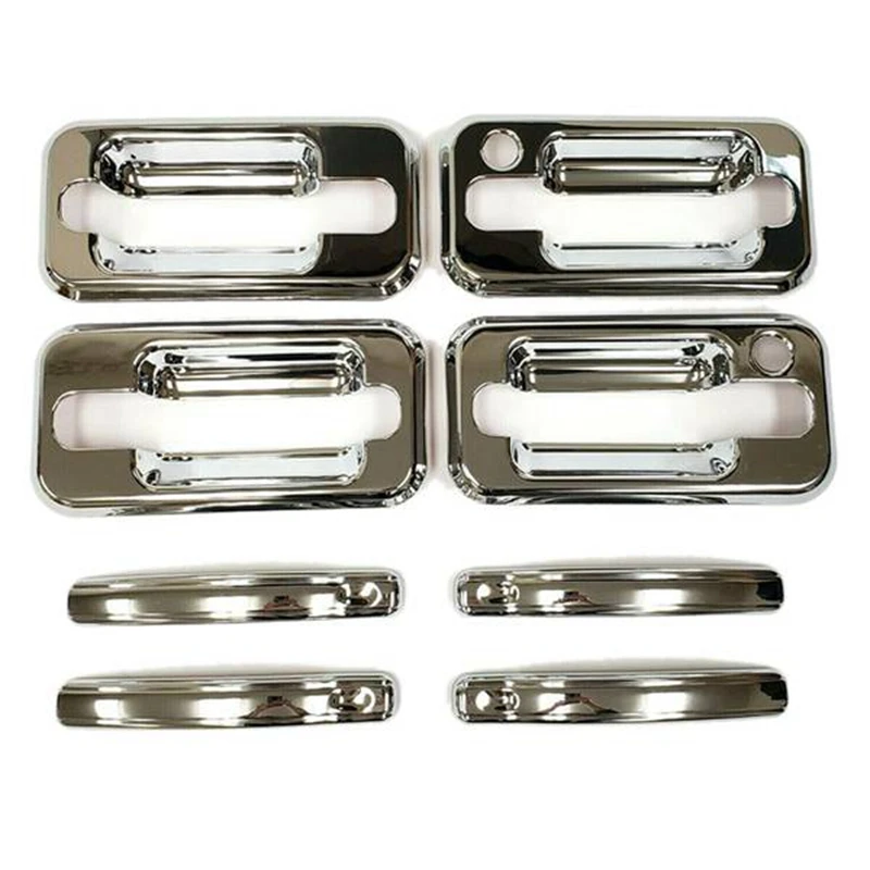 

8PCS Front+Rear Chrome Door Handle Cover Without Passenger Key Hole Exterior Covers For Hummer H2 SUV SUT 03-09