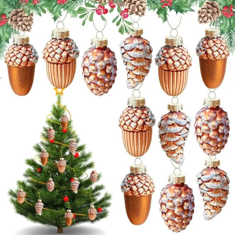 

Стеклянные ёлочные игрушки-шишки