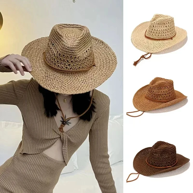 Соломенная шляпа с широкими полями и лентой от ветра