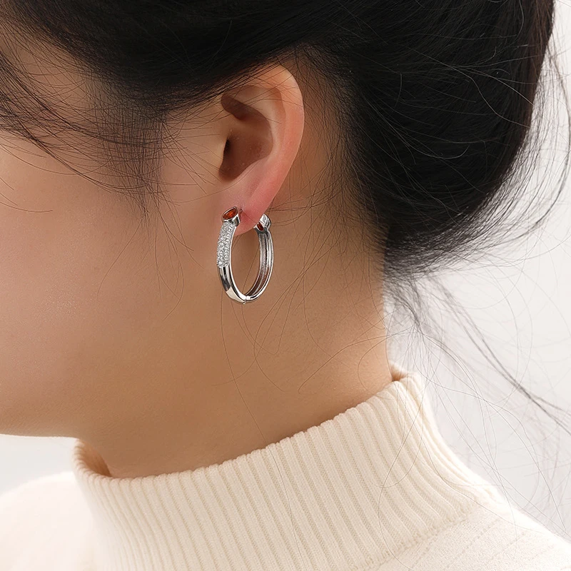 Классические серьги из меди и циркония в европейском американском стиле для