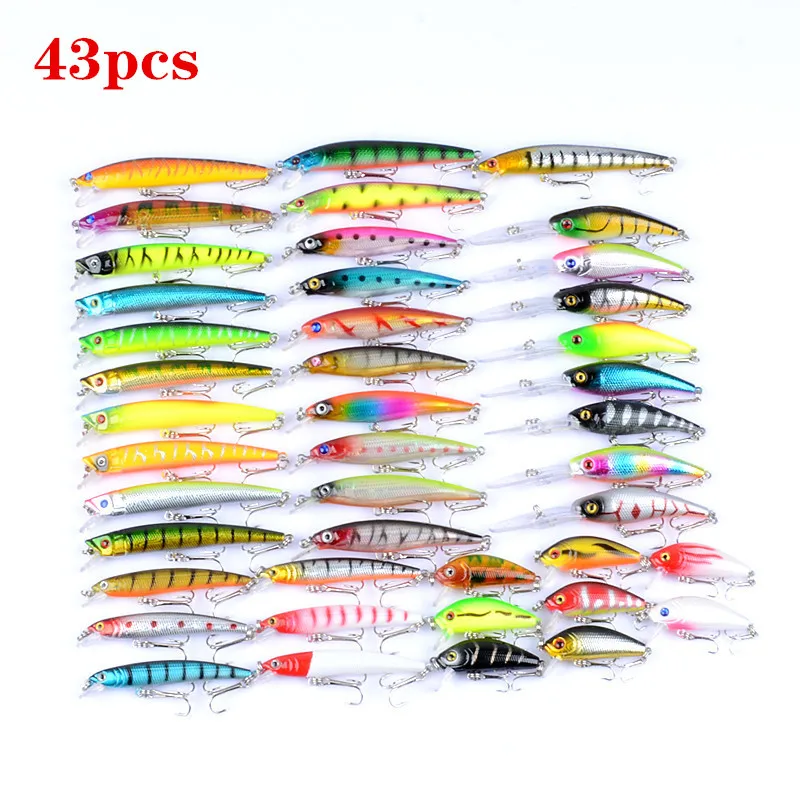 

43Pcs/lot Almighty Mixed Fishing Lure Bait Set Crankbait Tackle Bass Fishing Wobblers Suitable for Different Kinds of Fishes
