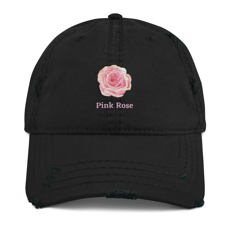 

Pink Rose Distressed Dad Hat, Floral Distressed Hat, Pink Rose Hat, Fashion Hat