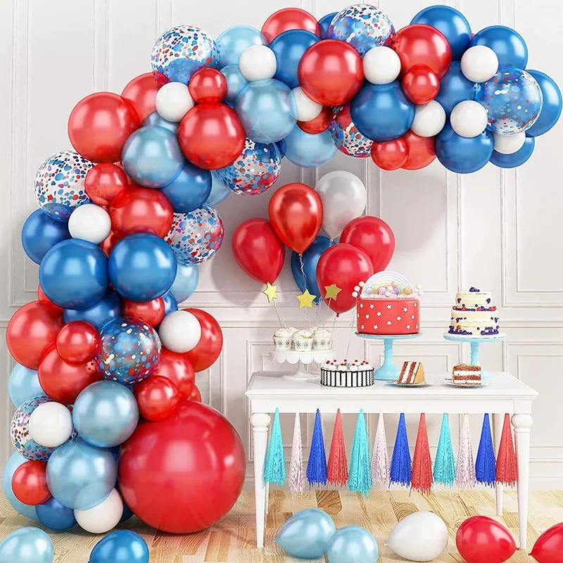

Красная, белая, синяя, фотолампа с конфетти шары из латекса для бейсбольной вечеринки, украшение для детского дня рождения
