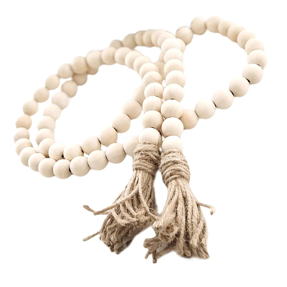 

Wooden Bead Garlands with Tassels Rustic Wood Bead String Prayer Beads Garland Farmhouse Home Decor for Spring Party Wedding