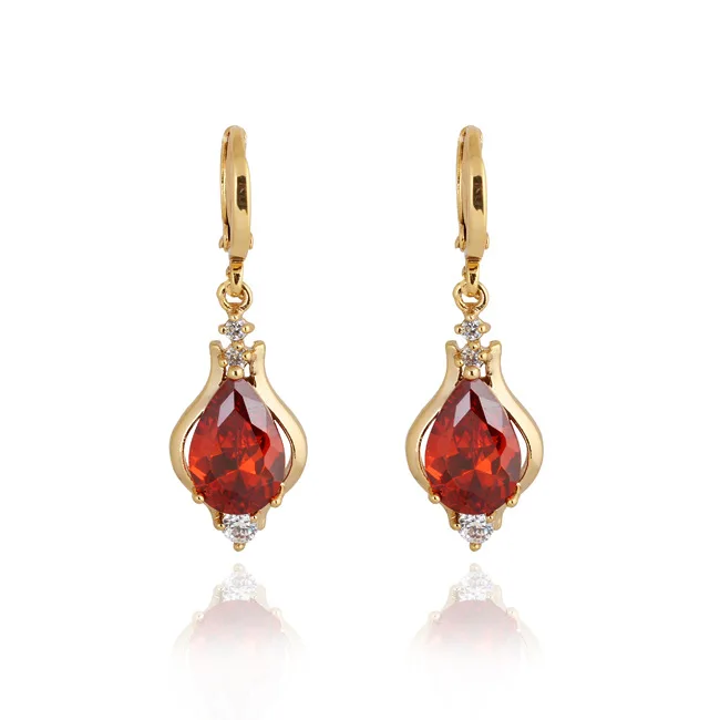 

Trend rhombus earrings Elegant beautiful women's water drops inlaid alloy multi-color zircon net red wild ear jewelry 2022