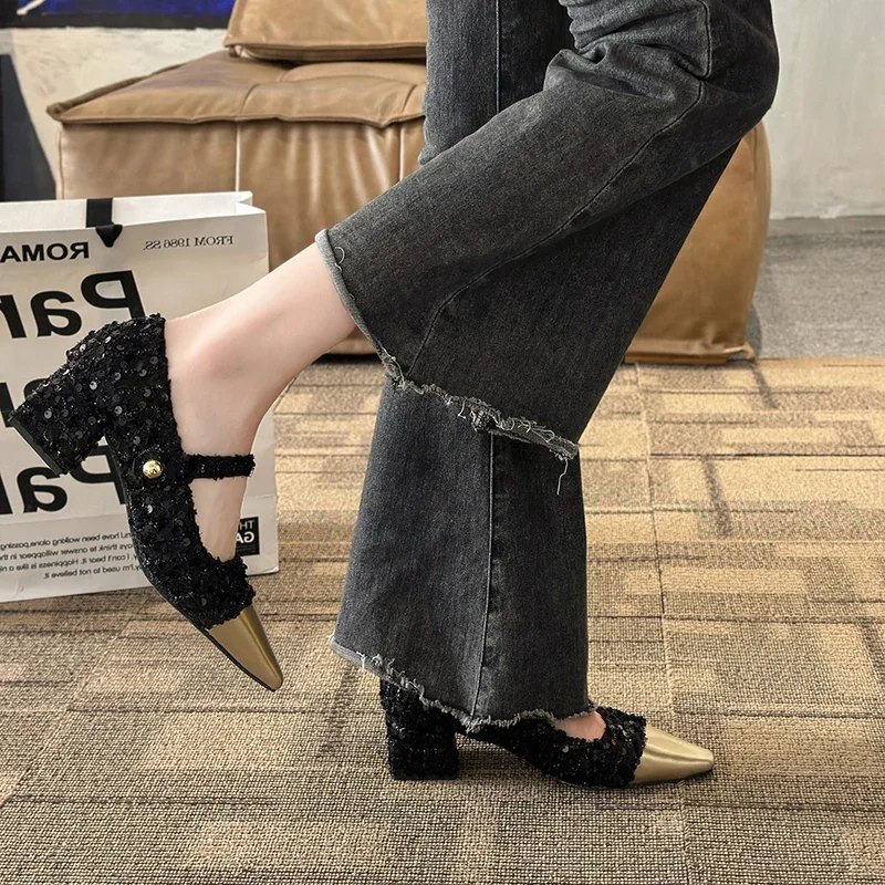 Женские туфли-лодочки на толстом каблуке демисезонные