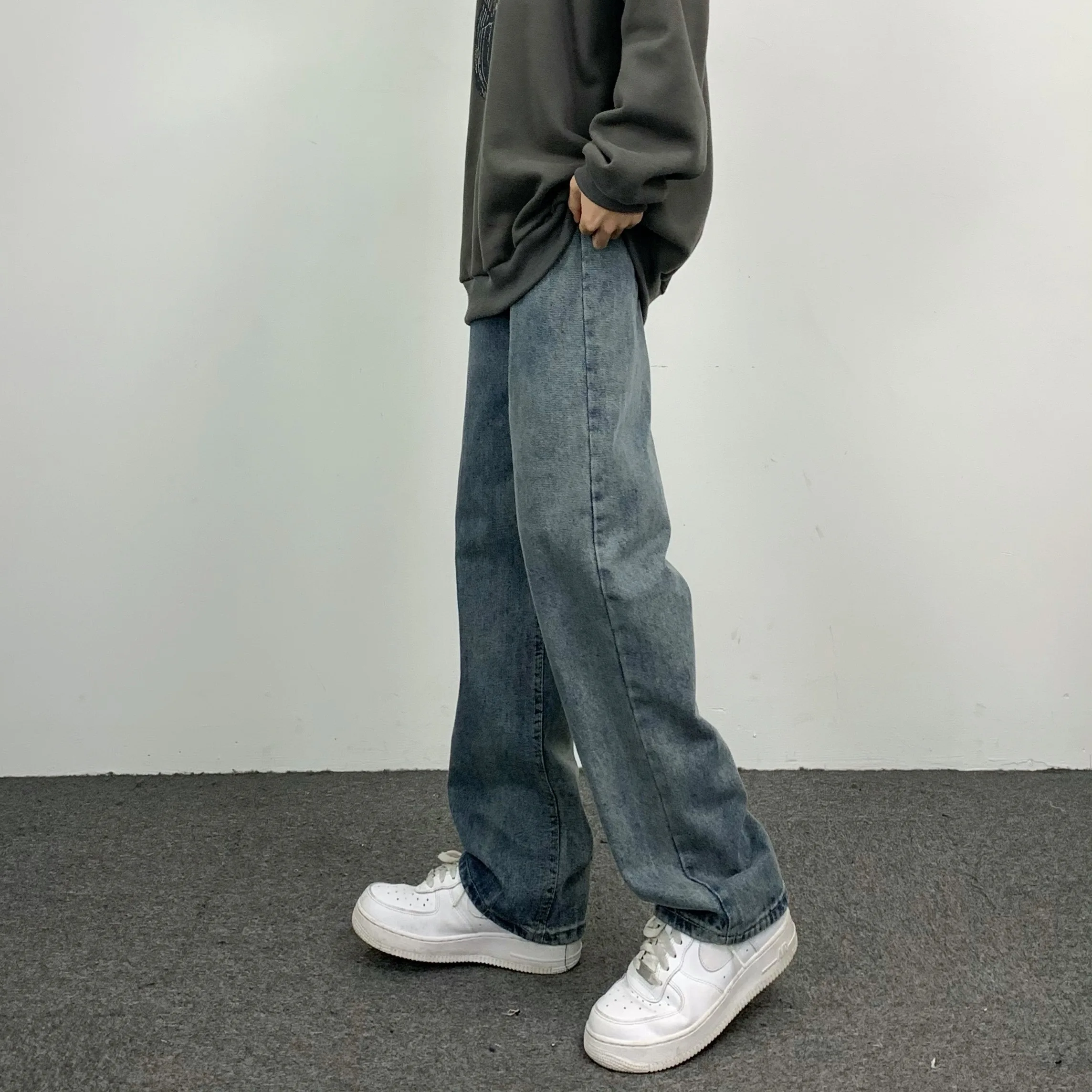 Men's Jeans Versatile Distressed Straight Trousers Loose Jeans Denim Trousers Y2k Pants Wide Leg Pants Women's Pants Streetwear