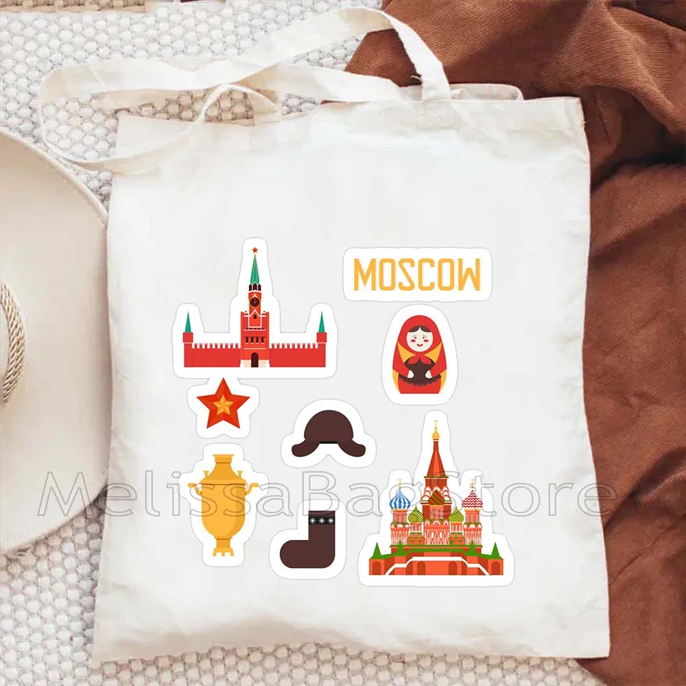 Фото Россия, Таиланд, Исландия, Мальта, Южная Корея, Соединенные Штаты, достопримечательности, Европа, туристический набор, милая холщовая сумка-шоппер, хлопковая сумка. №2