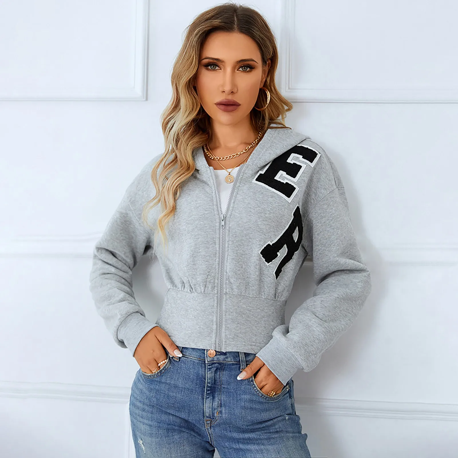 

Женский свитер, жилет на молнии, женский осенне-зимний Кардиган, темпераментная модная одежда с капюшоном и длинным рукавом, платье на молни...