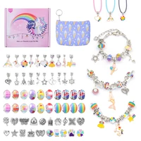 new unicorn colorful crystal diy creative handmade childrens jewelry bracelet set with gift bag