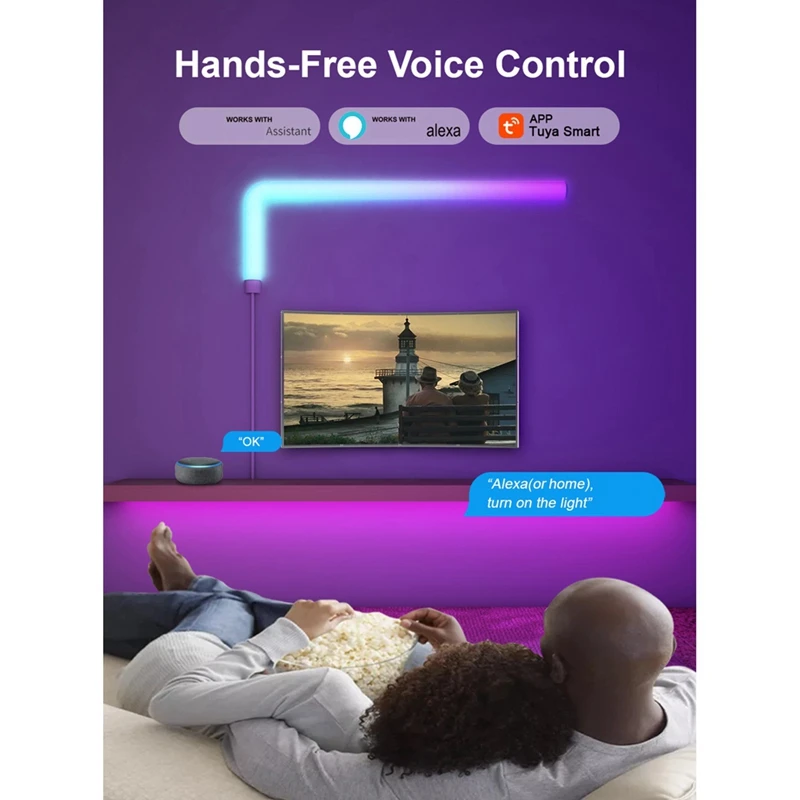 Фото Светодиодная лента Tuya WIFI RGB IC Glide для настенного освещения, синхронизация с музыкой, управление через приложение, голосовое управление, вилка EU - VVNB №4