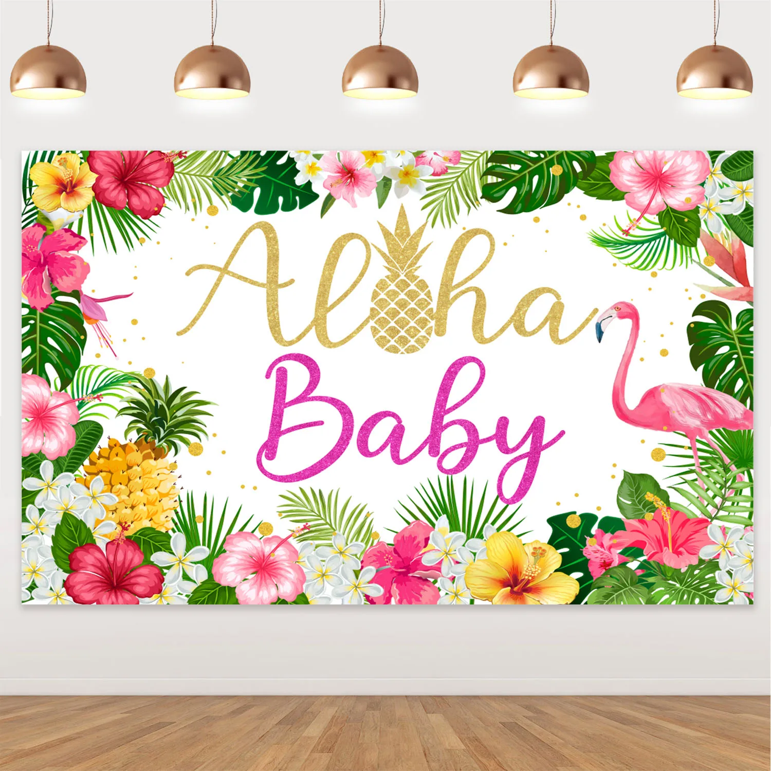 

Aloha Baby Backdrop Luau Hawaiian Party Decorations Tropical Beach Baby Shower Floral Pineapple Photo Photography Background
