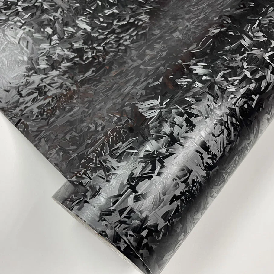 Новое поступление сатиновая черная кованая виниловая обертка из углеродного