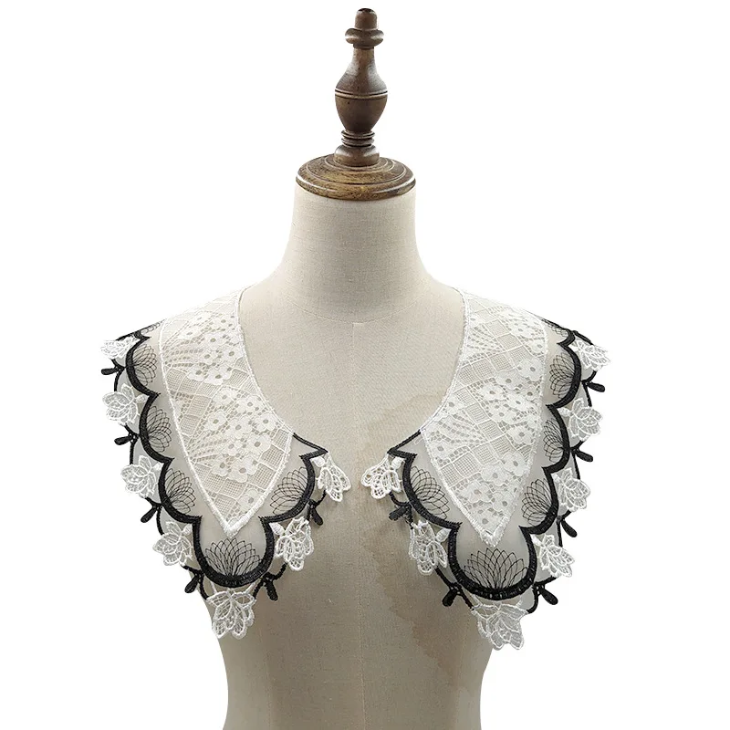 

One Pair Embroidery Collar Sequin Floral Embroidered Applique Lace Neckline Collar DIY Sewing Accessories Scrapbooking
