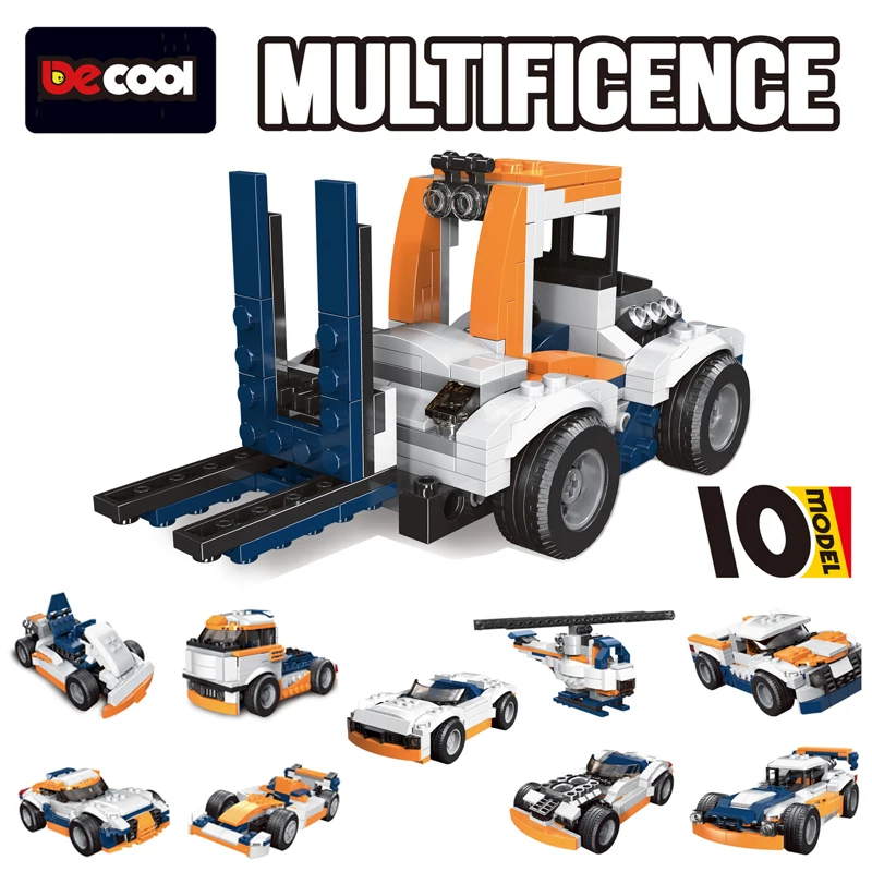 

Engineering forklift Trailer creative model 10 variable children's puzzle building blocks aged 4-8 222 pieces of assembled toys