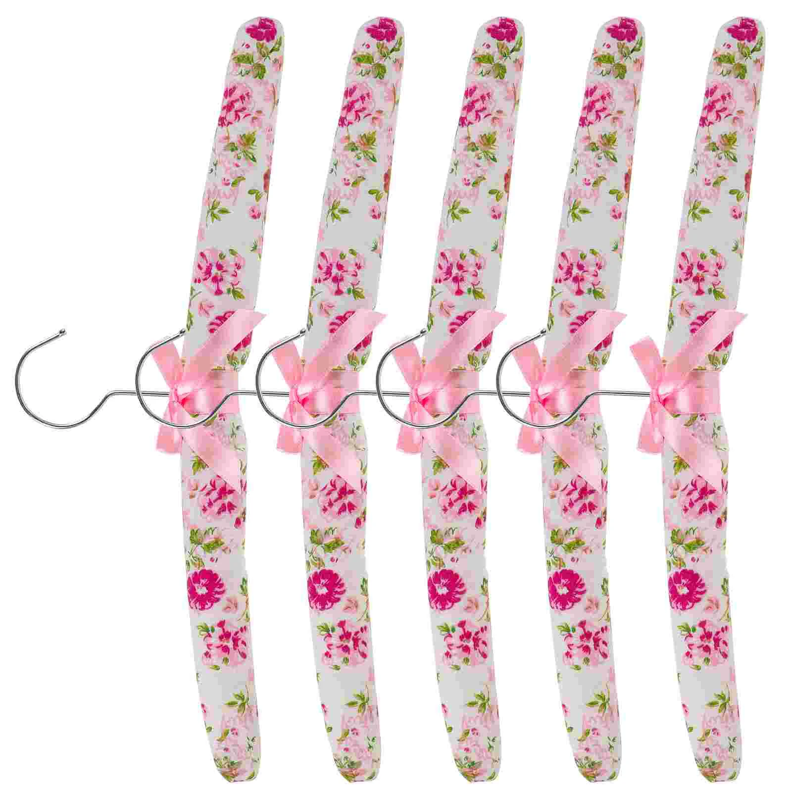 

5 Pcs Pant Hangers Cloth Floral Clothing Padded Clothes Sponge Storage Racks Home Baby