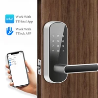 Wireless Bluetooth TTlock App smart home electronic digital door handle black interior door for apartments