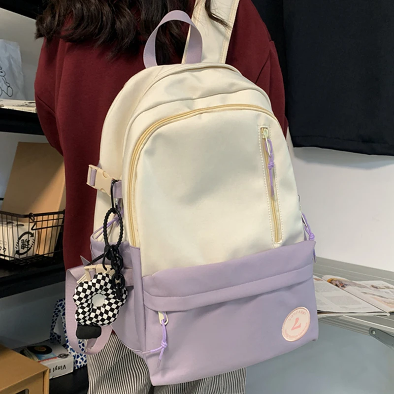 Hot Sale Nylon Girls' Fashion Bag Women's Harajuku School Bag Book Kawaii Backpack College Students' Women's Cute Backpack Large