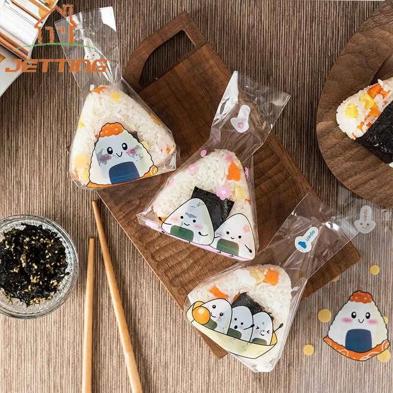 

50Pcs Lovely Cartoon For Triangle Rice Ball Packaging Bag Nori Onigiri Sushi Bag Sushi Making Mold Bento Accessories