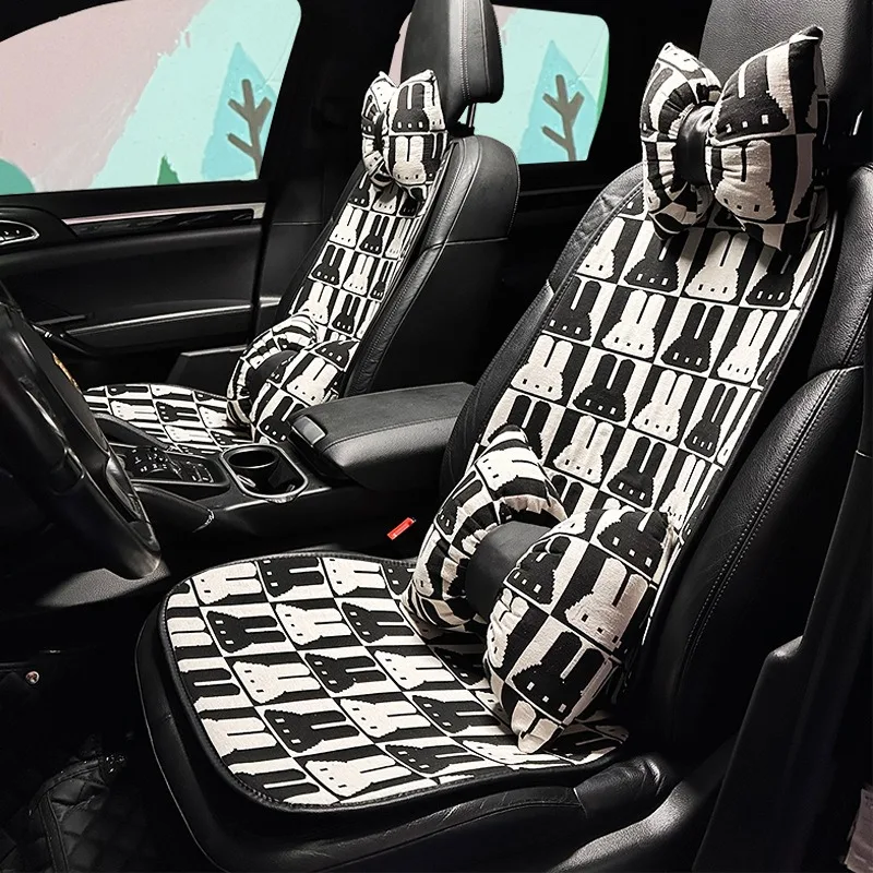 

Four Seasons General Motors Seat Cushion Cute Jacquard Breathable Anti Slip Car Cushion Cartoon Rabbit Car Cushion Female