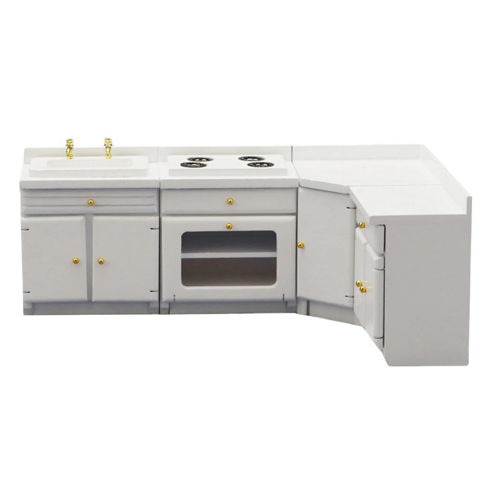 

1/12 Scale Doll House Kitchen Cabinets Set Miniature Furniture Sink Counters for Kitchen Ornament Accessory Decor Gifts