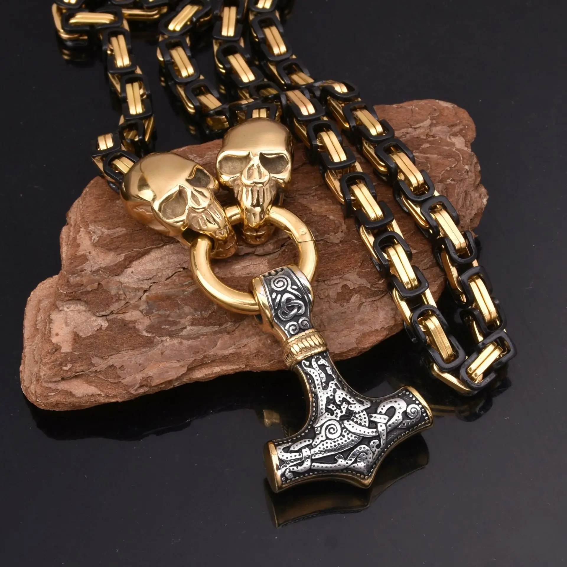 

Винтажные аксессуары, властный Призрак Из Нержавеющей Стали, Кулон, Ожерелье для мужчин, модные ювелирные изделия, гром, Бог, молот, Мужская цепь