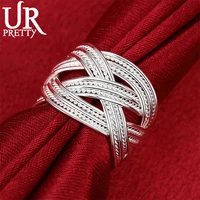 urpretty 925 sterling silver open interwoven rings female couple rings for woman man jewelry elegant retro party gift
