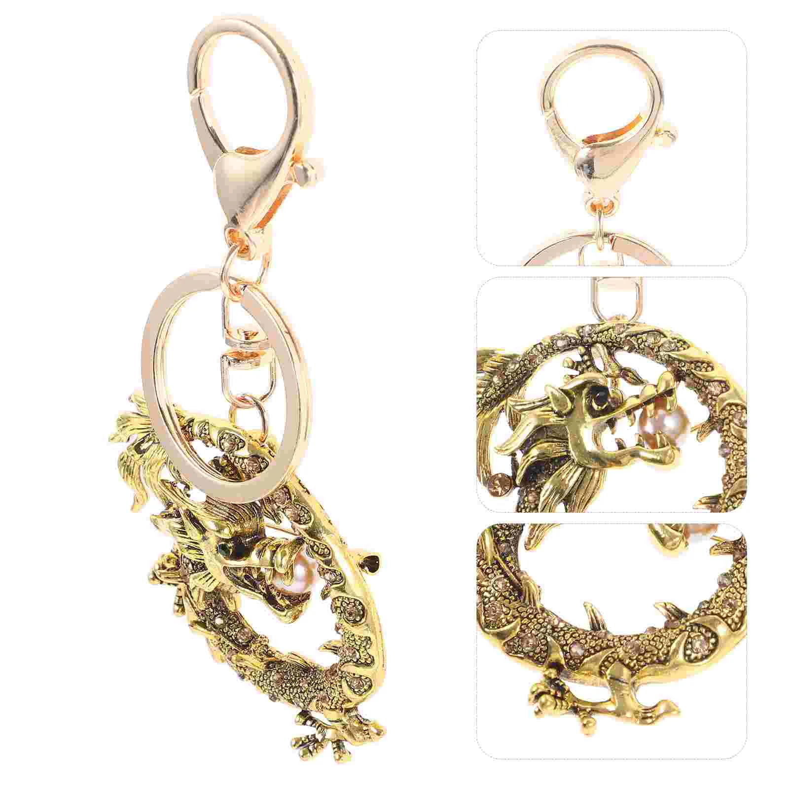 Брелок для ключей металлический брелок с драконом кошелек подвеска Золотая