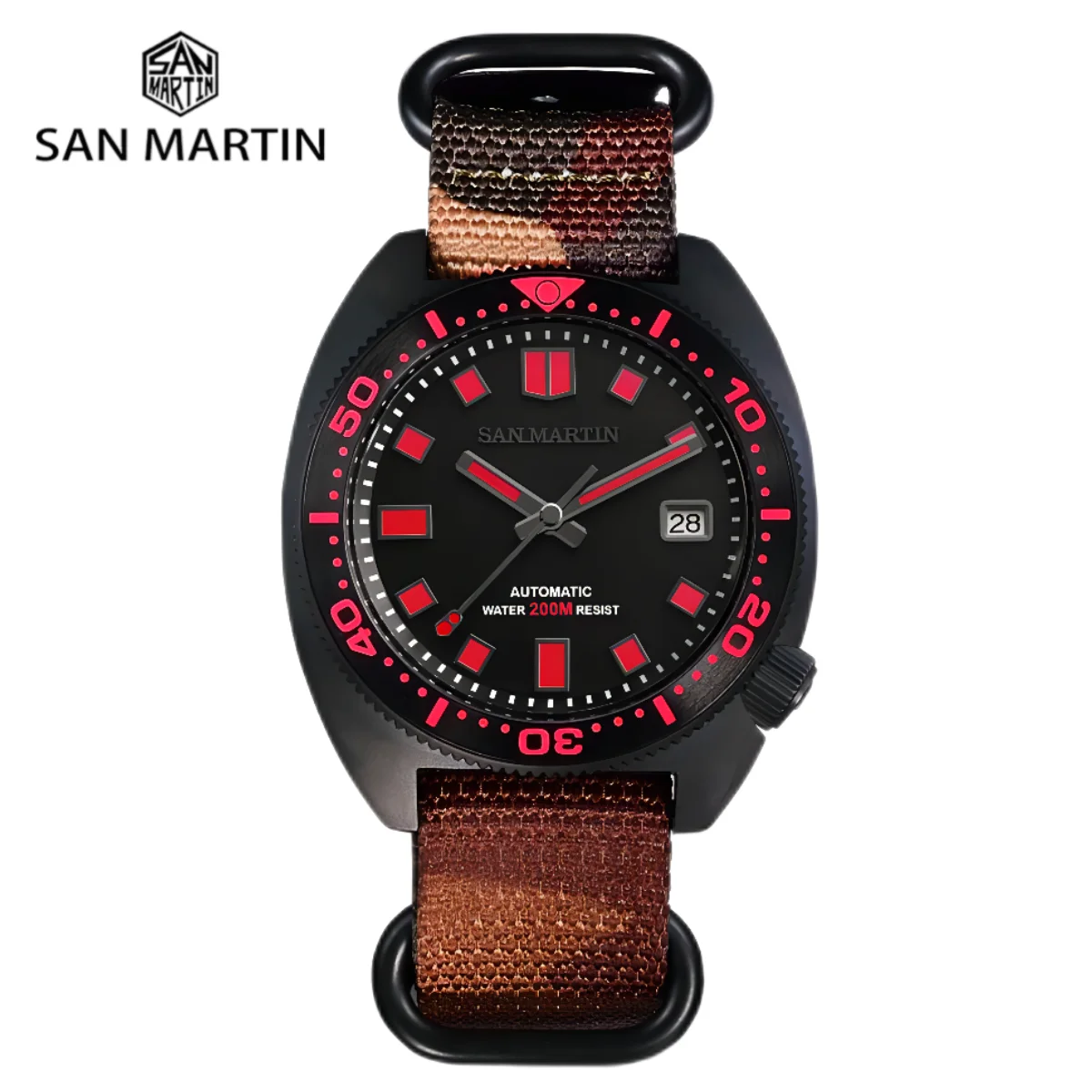 

San Martin 2021 6105 Men Diver Watch NH35 Sport Automatic Mechanical Watches Sapphire 20Bar With Date Full Luminous SN0068DH-2