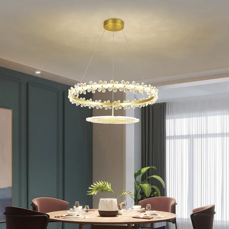 Modern Crystal Ring LED Hanging Lamp LED Acrylic Chandelier Indoor Lighting for Living Room Dinning Room LED Lighting Indoor Dec