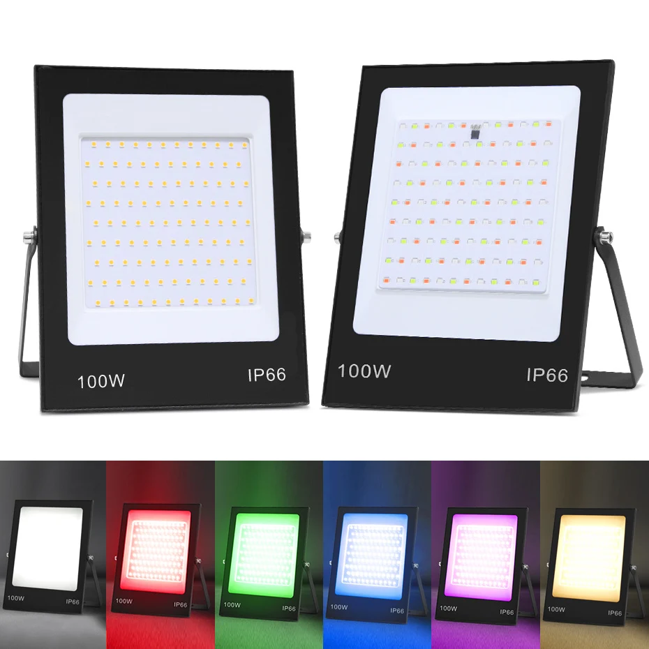 

220V Floodlight RGB/Warm/Cold White LED Light IP66 Waterproof Reflector Lamp 30W 50W 100W 200W Spotlight For Outdoor Lighting