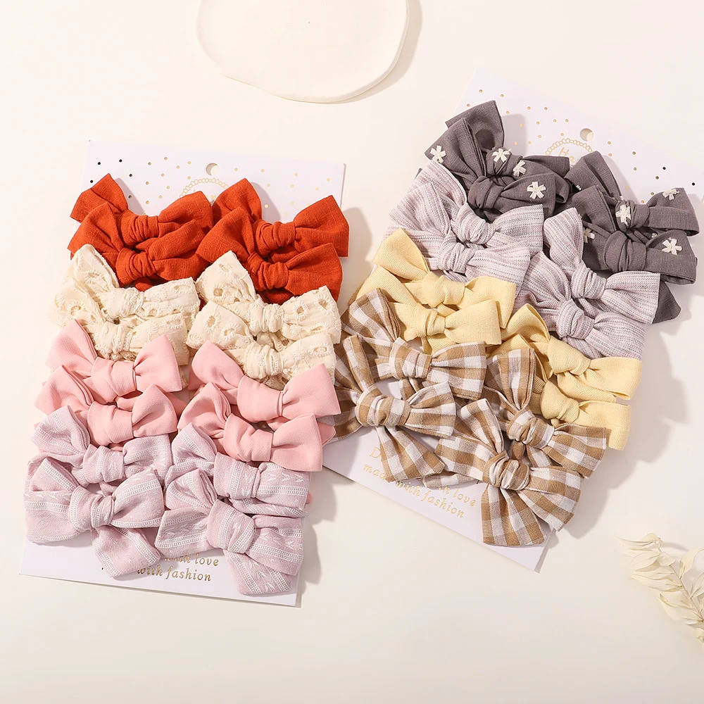 Bowknot Hairclips Girls Cute Print Hair Safe Clips Kids Boutique Headwear Handmade Girl Hair Accessoires