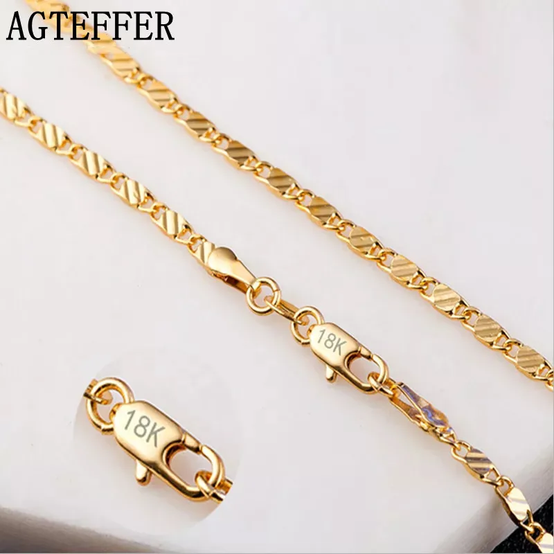 Ожерелье AGTEFFER из серебра 925 пробы с золотистой цепочкой длиной 2 мм 16-30 дюймов для