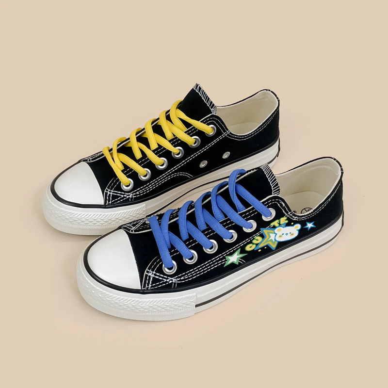 Кроссовки женские холщовые аниме Мультяшные с низким верхом на плоской подошве